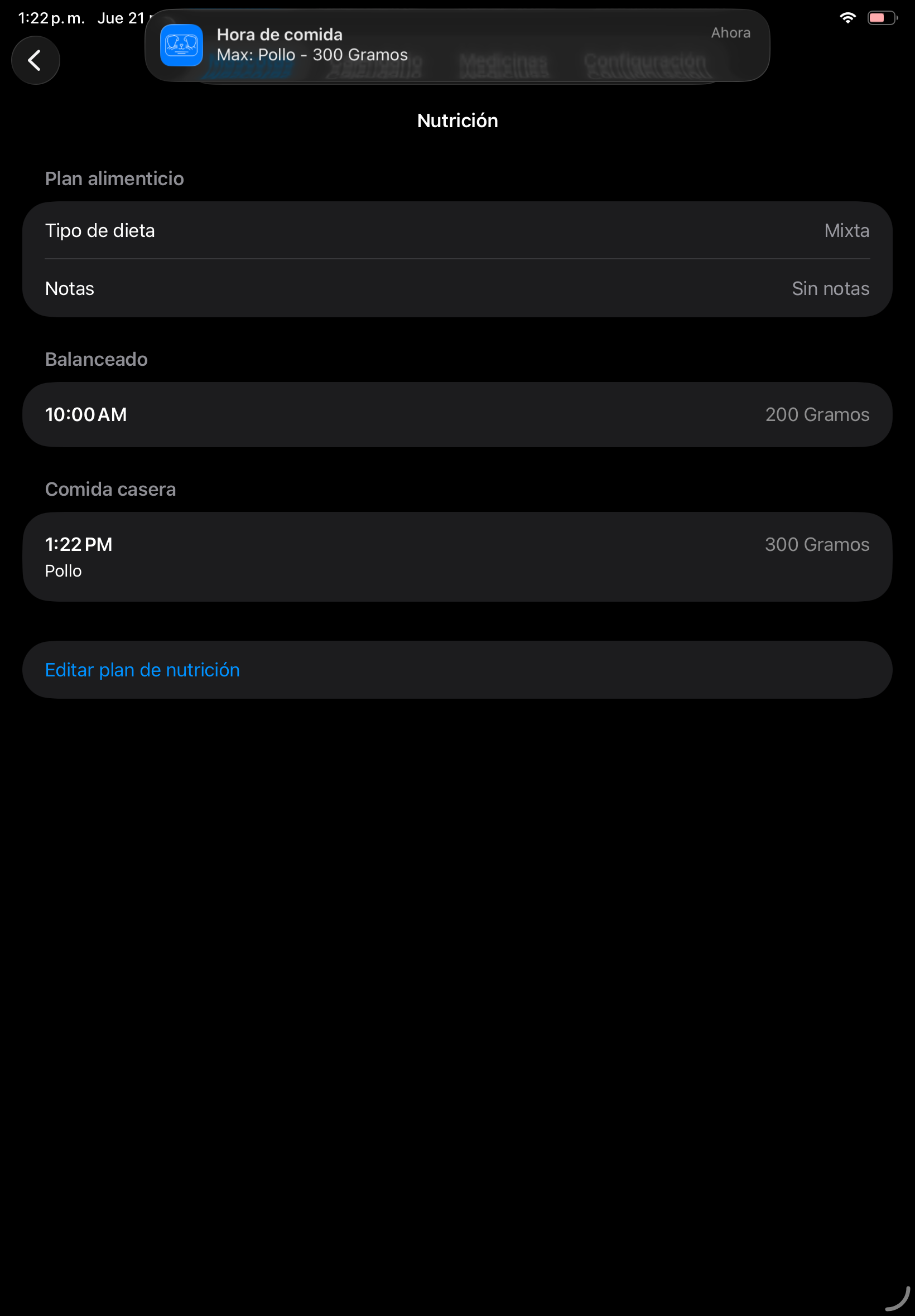 Nutrición en iPad
